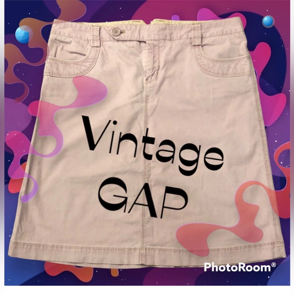 GAP Skirt Vintage Size 8 Stretch Corduroy Washed Pale Pink Casual Light Weight